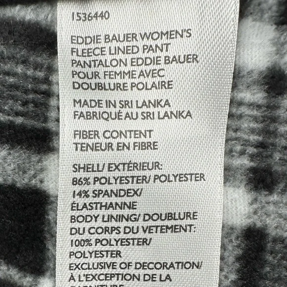 NWT Eddie Bauer Women's Stretch Fleece Lined Polar Pant Grey Plaid Size 14 - Picture 6 of 7